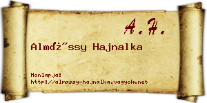Almássy Hajnalka névjegykártya
